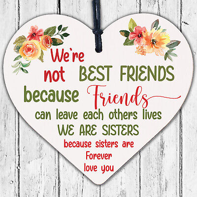 Thank You Sisters Friendship Plaques Wooden Heart Christmas Best Friend Gifts