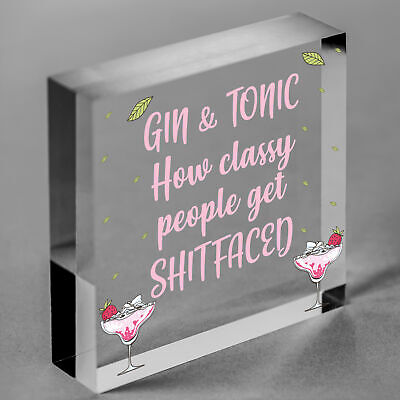 Funny Gin & Tonic Gift For Gin Lovers Hanging Alcohol Kitchen Bar Pub Plaque