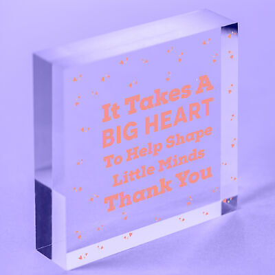 Big Heart Little Minds THANK YOU Teacher Mentor Tutor Nursery Child Gift Plaque