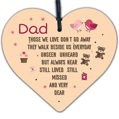 DAD Memorial Plaques Wood Heart Christmas Tree Bauble Ornament Decoration Sign