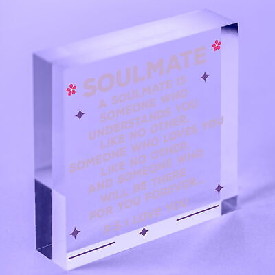 Soulmate I Love You Cute Christmas Gift Hanging Heart Plaque Valentines Day Sign