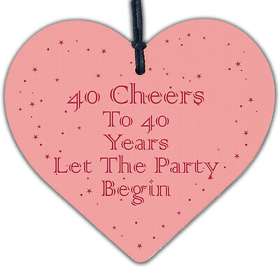 40th Birthday Gifts 40 Cheers To 40 Years Novelty Gift For Him Her Wooden Heart