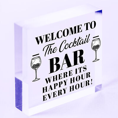 Welcome To Cocktail Bar Novelty Hanging Plaques Pub Garden Sign Friendship Gifts