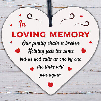 In Loving Memory Of Family Wooden Hanging Heart Memorial Plaque Love Heaven Sign