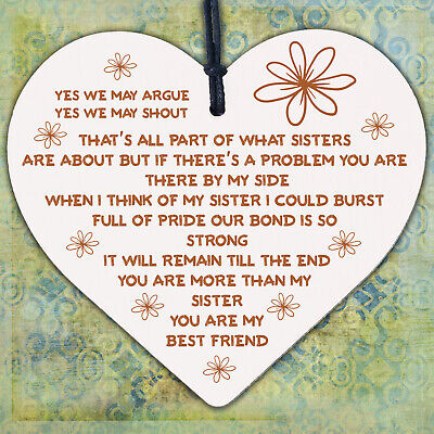 Sister Gifts Handmade Fun Sister Plaque Wood Heart Big Sister Little Sister Gift