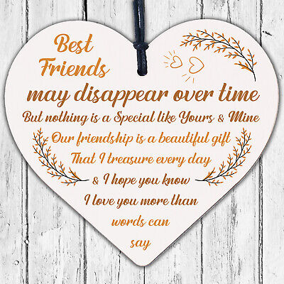 BEST FRIEND GIFTS Wooden Heart Sign Best Friend Birthday Card Thank You Gifts