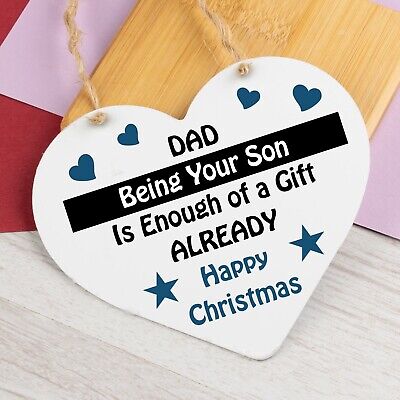 Dad Christmas Gift From Son Novelty Wood Heart Funny Gift Idea For Dad Him