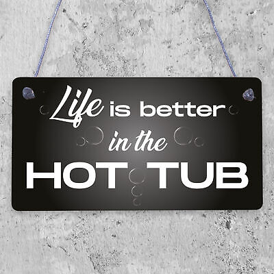 Novelty Hot Tub Sign Garden Decor Hanging Wall Shed Outdoor Plaque Pool Party