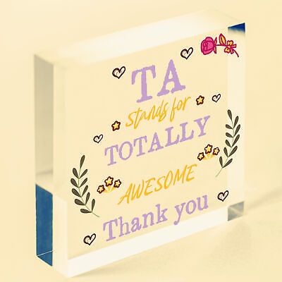 TA Teaching Assistant Thank You Gifts Wooden Heart Plaque Teacher Leaving Gift