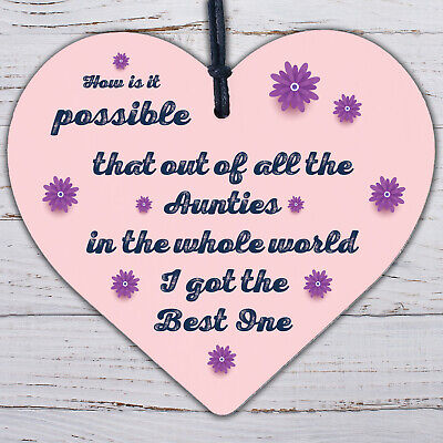 Auntie Gifts For Birthday Christmas Wooden Heart Auntie Decoration Card Plaque