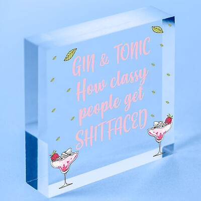 Funny Gin & Tonic Gift For Gin Lovers Hanging Alcohol Kitchen Bar Pub Plaque