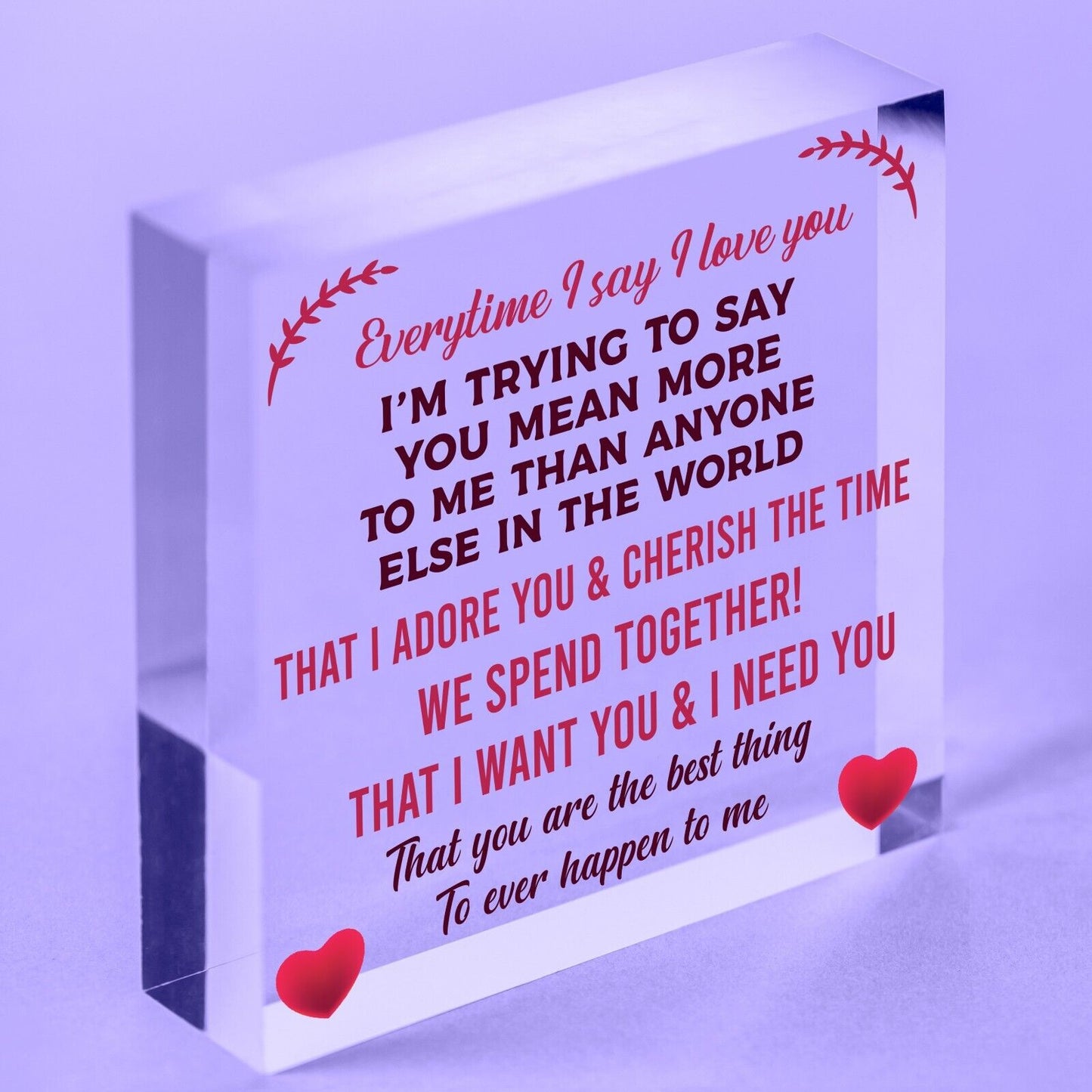 Love You Plaque Block Anniversary Valentines Day Gift For Husband Wife