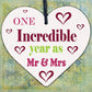 1st Wedding Anniversary Gift Wooden Heart Mr And Mrs One Year Anniversary Gift