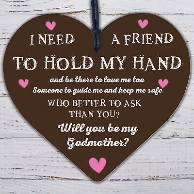 Will You Be My Godmother Gift For Friend Wooden Heart Godparent Asking Gifts