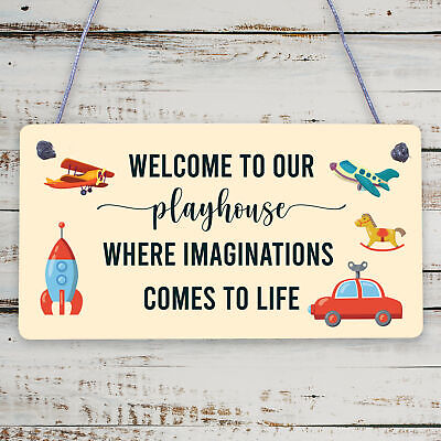 Welcome To Our Playhouse Sign Garden PLAYROOM Plaque Daughter Son Gift