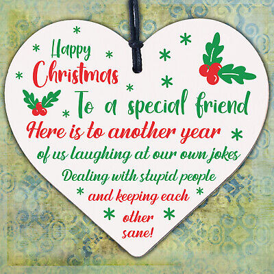 Christmas Gift Wood Heart Sign Novelty Friendship Gift For Best Friend Keepsake