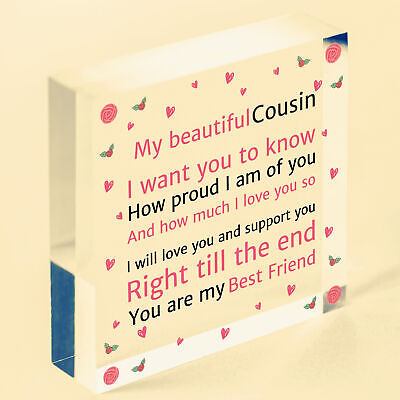 Cousin Birthday Christmas Card Birthday Gift Wooden Heart Thank You Keepsakes