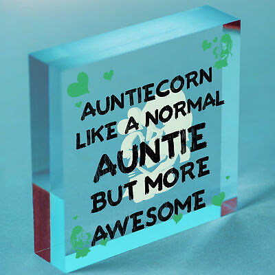 Auntiecorn Auntie Birthday Christmas Wood Heart Novelty Auntie Gift Unicorn Sign