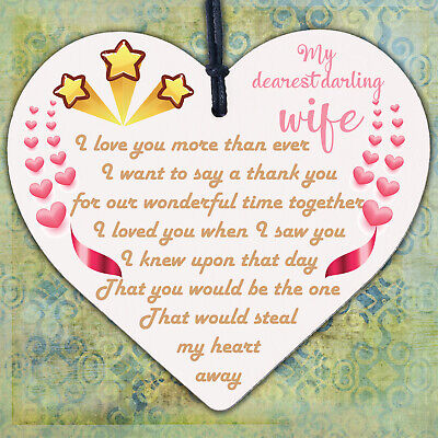 Wedding Anniversary Gift Wooden Heart Husband Wife Gift For Her Women Thank You