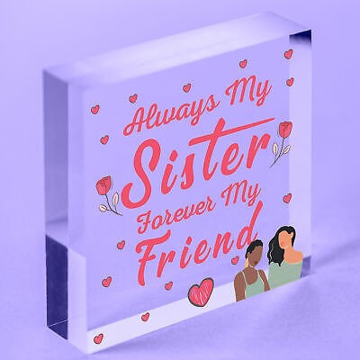 Always My Sister Forever My Friend Wooden Hanging Heart Gift Sisters Love Plaque