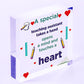 Special Teacher Leaving Gift Wood Heart Plaque Teaching Assistant Thank You Gift