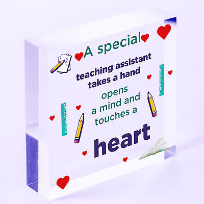 Special Teacher Leaving Gift Wood Heart Plaque Teaching Assistant Thank You Gift