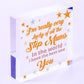 STEP MUM Thank You Gift Wood Heart Mum Mummy Christmas Birthday Son Daughter