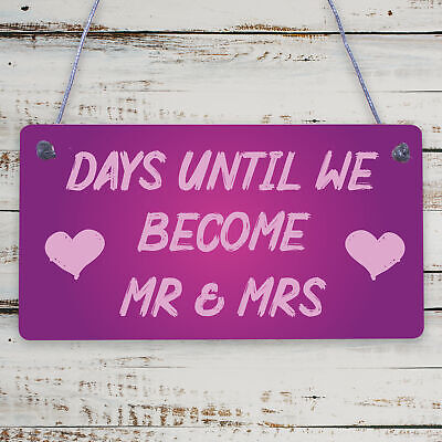 Countdown Days Unitl Mr & Mrs Couple Chalkboard Wedding Engagement Gift Sign