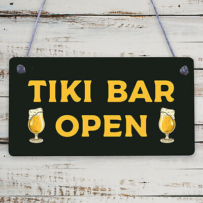 Tiki Bar Open Hanging Bar Plaque Beer Cocktail Beach Decoration Sign Friend GIFT