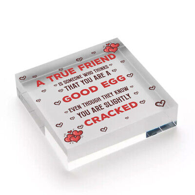 True Friend Sign Funny Best Friend Plaque Gift Engraved Heart Thank You Gift