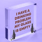 GLASS IS EMPTY Funny Alcohol Sign Bar Pub Man Cave Plaque BEER VODKA GIN GIFTS