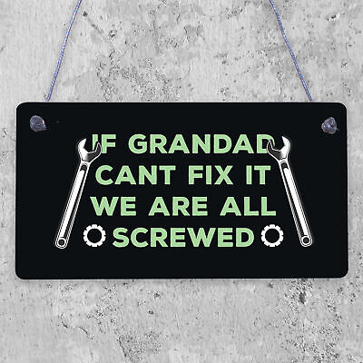 Grandad Fix It Screwed Man Cave Garage Shed Hanging Plaque Dad Grandad Gift Sign