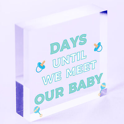 Chic Countdown New Baby Pregnancy mum Hanging Wall Plaque Sign Baby Shower Gift