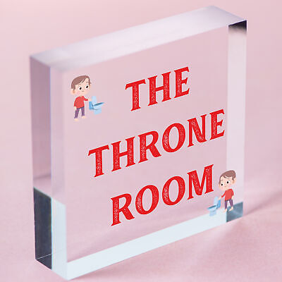 The Throne Room Novelty Wooden Hanging Plaque Funny Restroom Bathroom Door Sign