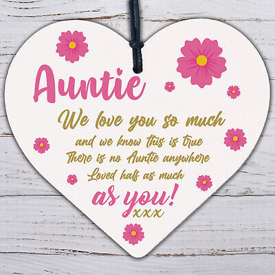 Birthday Mothers Day Gift For Auntie Sister Wood Heart Thank You Gift For Her