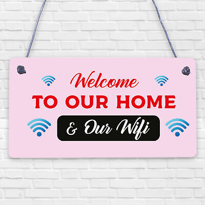 Welcome To Our Home & Wifi Password Chalkboard Gift Hanging Plaque Internet Sign