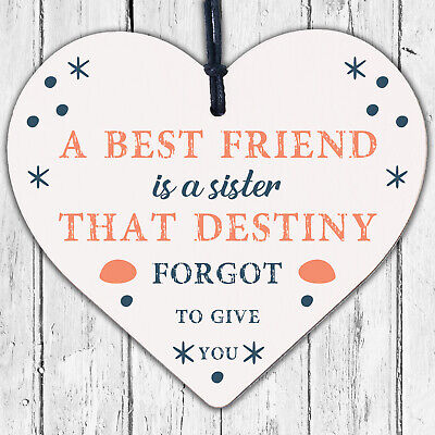 A Best FRIEND Sister Gifts Wood Heart Christmas Friendship Gift Birthday Plaque