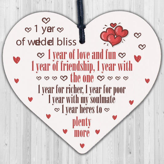 1st Wedding Anniversary 1 Year Gift Handmade Wooden Heart First Wedding Gifts