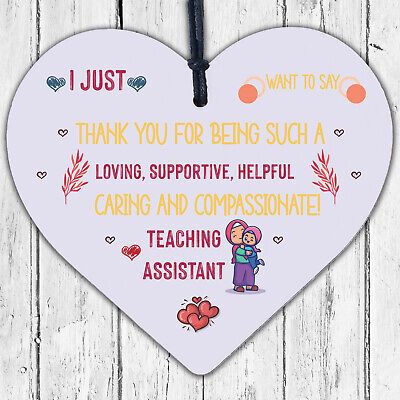 Teaching Assistant Thank You Gift Wood Heart Teacher Nursery Leaving School Gift