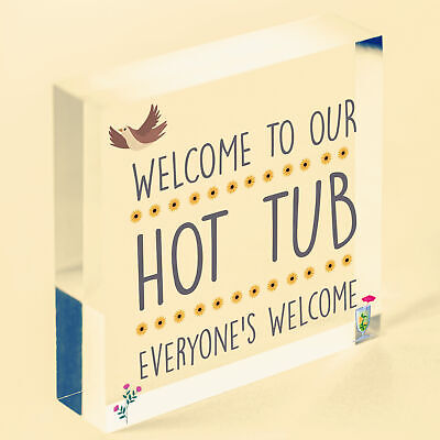 Hot Tub Sign Hanging Novelty Garden Plaque Shed Pool Party Funny Gift Sign