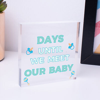 Chic Countdown New Baby Pregnancy mum Hanging Wall Plaque Sign Baby Shower Gift