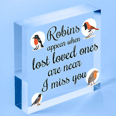 Robins Appear Wooden Hanging Heart Memorial Christmas Tree Decoration Plaque