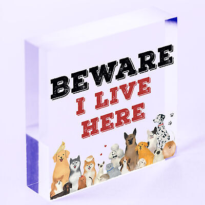 BEWARE I LIVE HERE Rottweiler Hanging Outdoor Dog Warning Sign Gate Security NEW