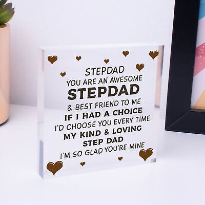 Step Dad Fathers Day Gifts for Best Step Dad Wooden Heart Gift For Him Stepdad