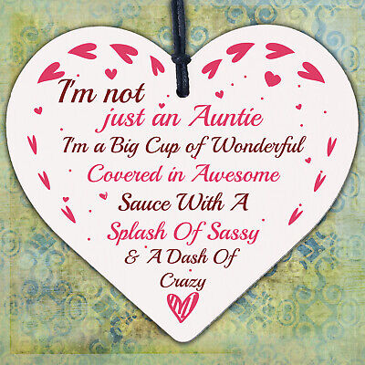 Crazy Auntie Plaque Wooden Heart Funny Auntie Gift For Birthday Xmas Thank You