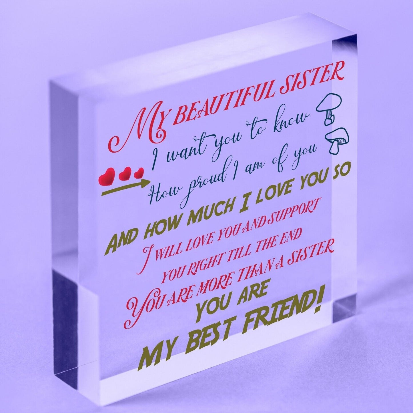 Sister Birthday Card Gift Plaque Sister Gifts For Christmas Best Friend Keepsake