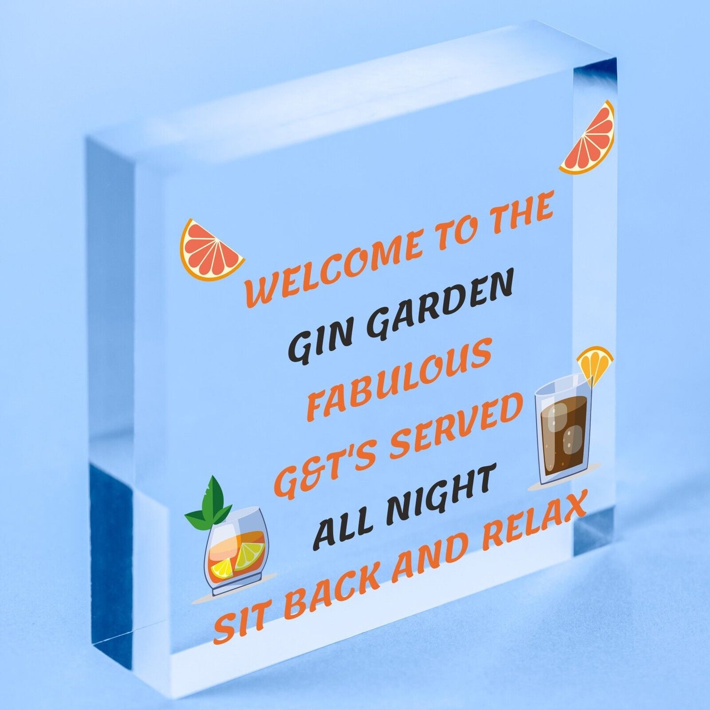 Welcome To The Gin Garden Hanging Home Bar Pub Sign Gift For Her