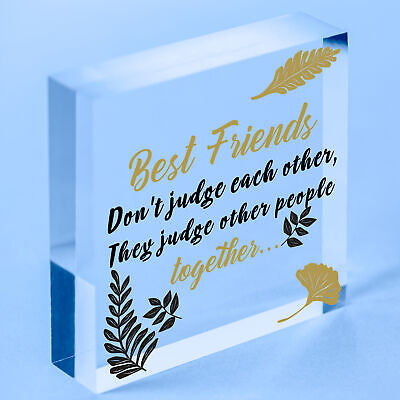 Best Friends Judge Others Friendship Love Gift Hanging Plaque Funny Friend Sign