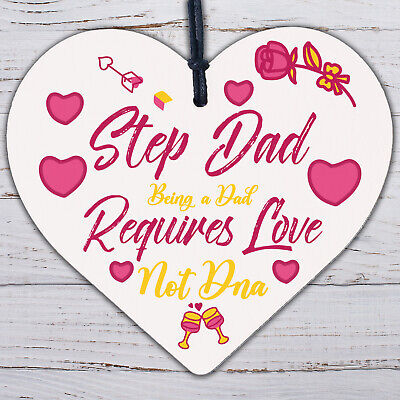 Step Dad Daddy Gifts Christmas Birthday Handmade Wooden Heart Plaque Sign Gift