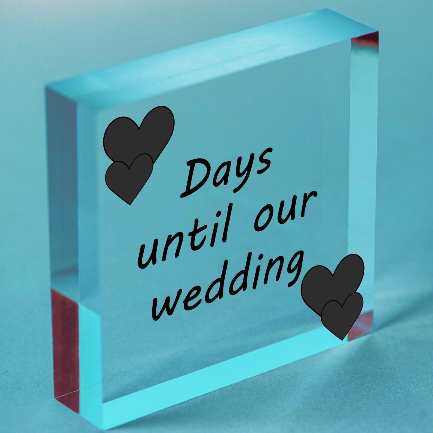 Wedding Countdown Plaque Sign Engagement Gift Mr & Mrs Present Block